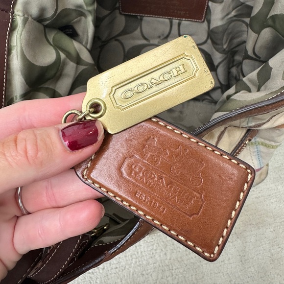 Coach Bleeker Tattersal Plaid Travel Tote Bag Brown Leather Trim & Zip pocket - Picture 15 of 16